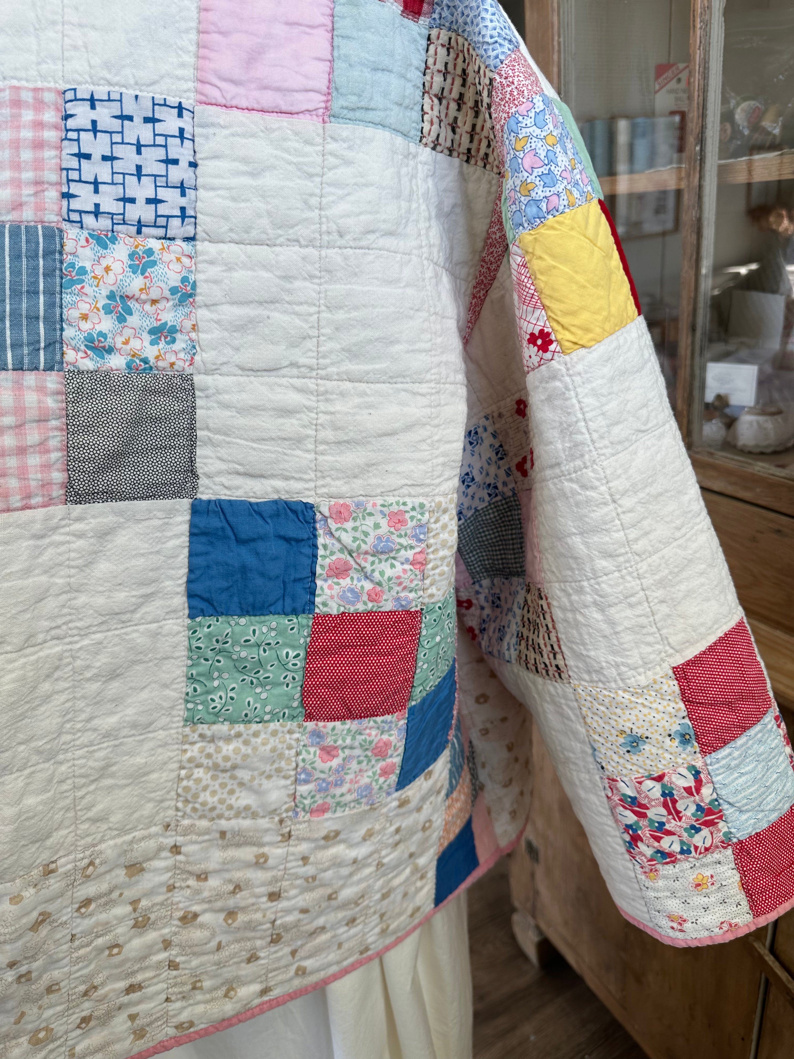 Pink Floral Nine Patch Quilt Jacket