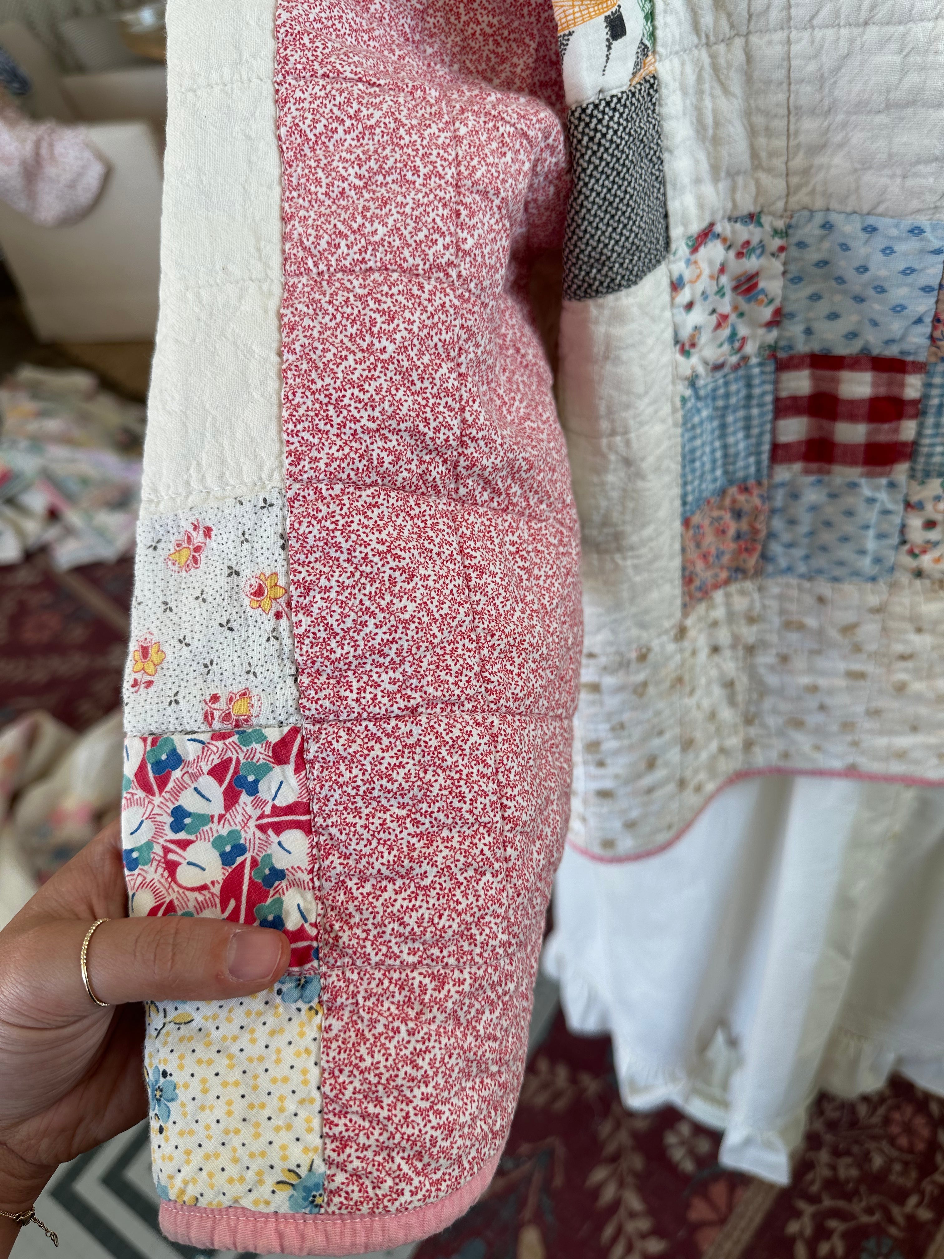 Pink Floral Nine Patch Quilt Jacket