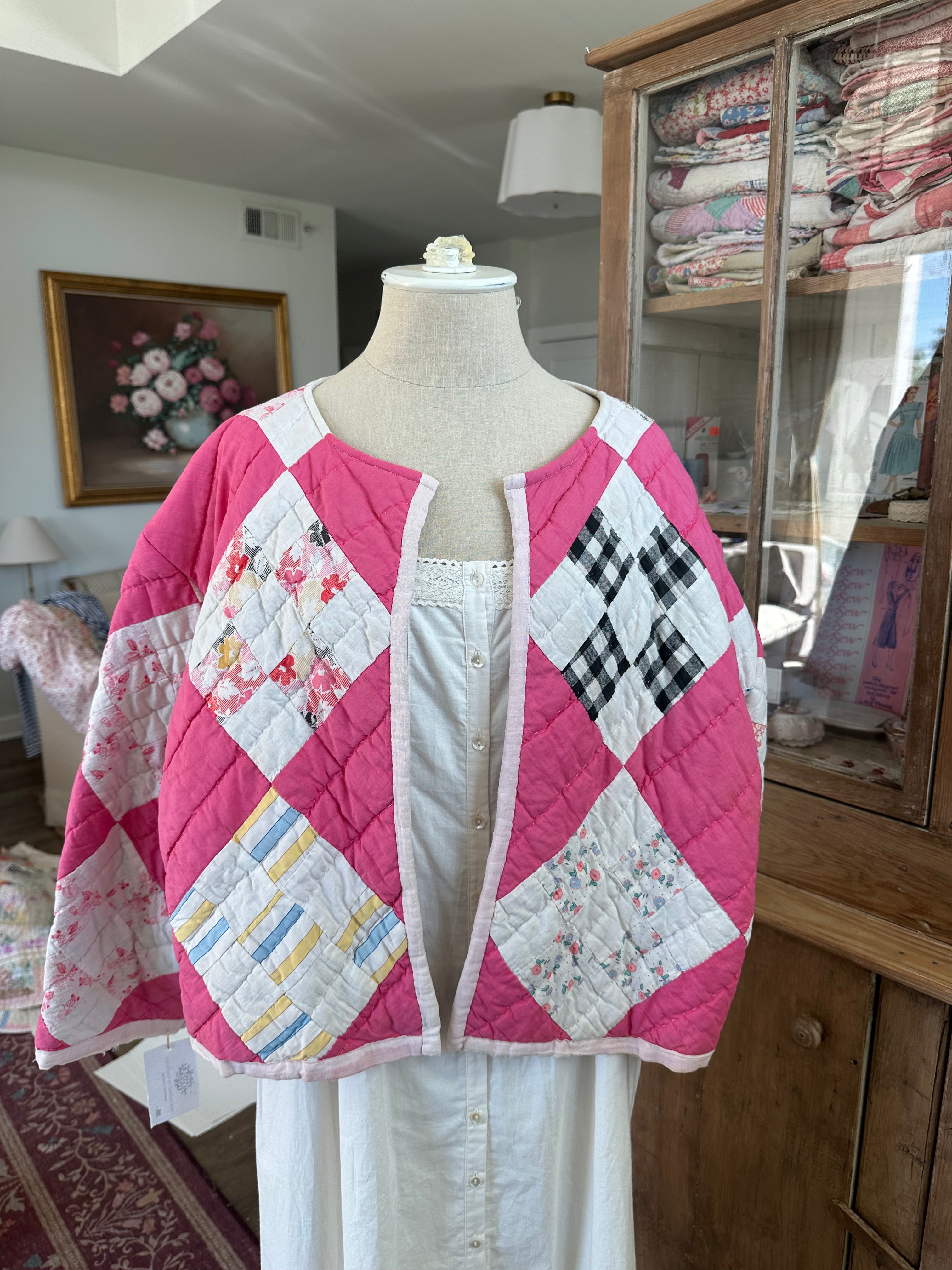 Pink Cropped Quilt Jacket