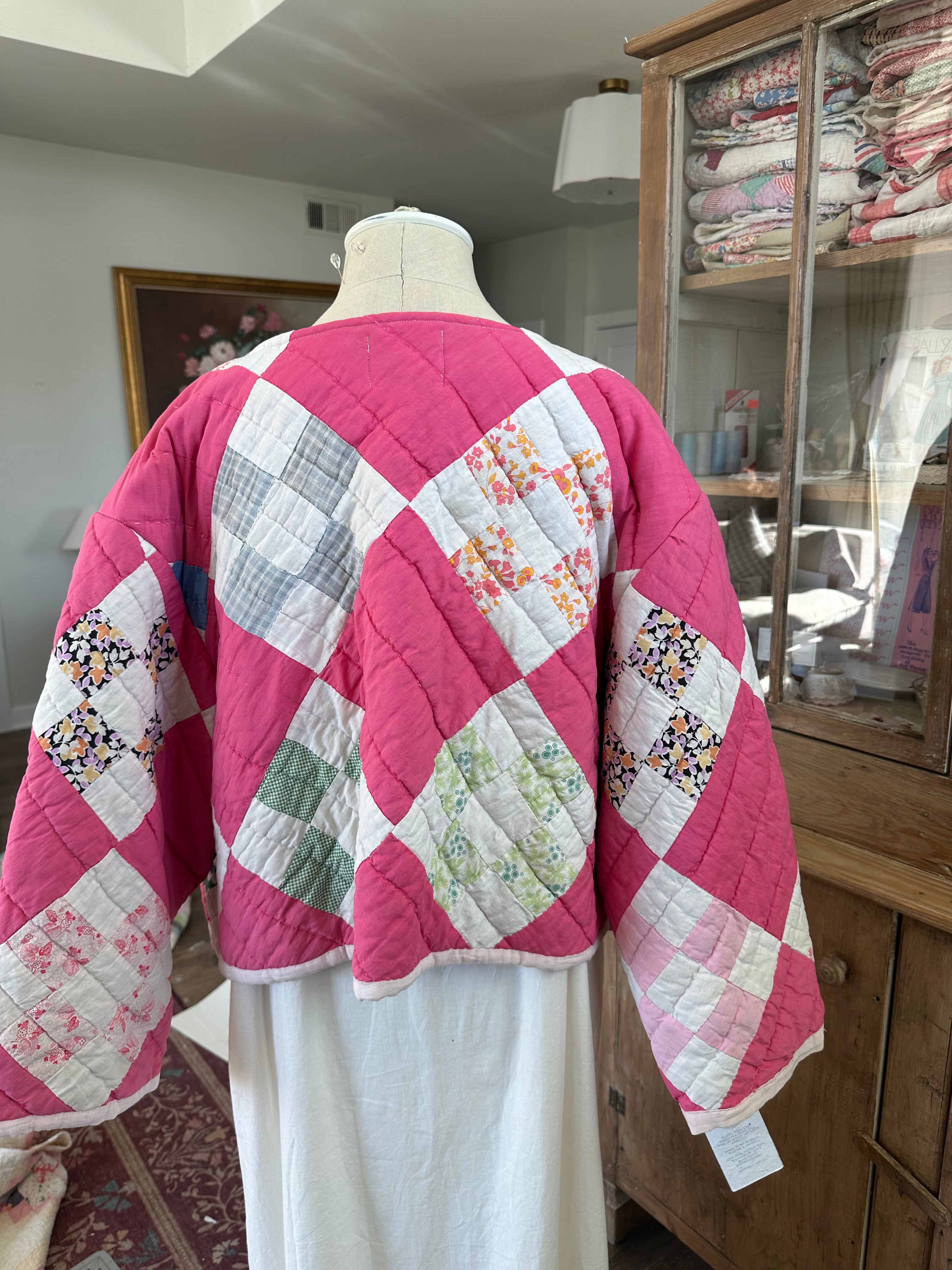 Pink Cropped Quilt Jacket
