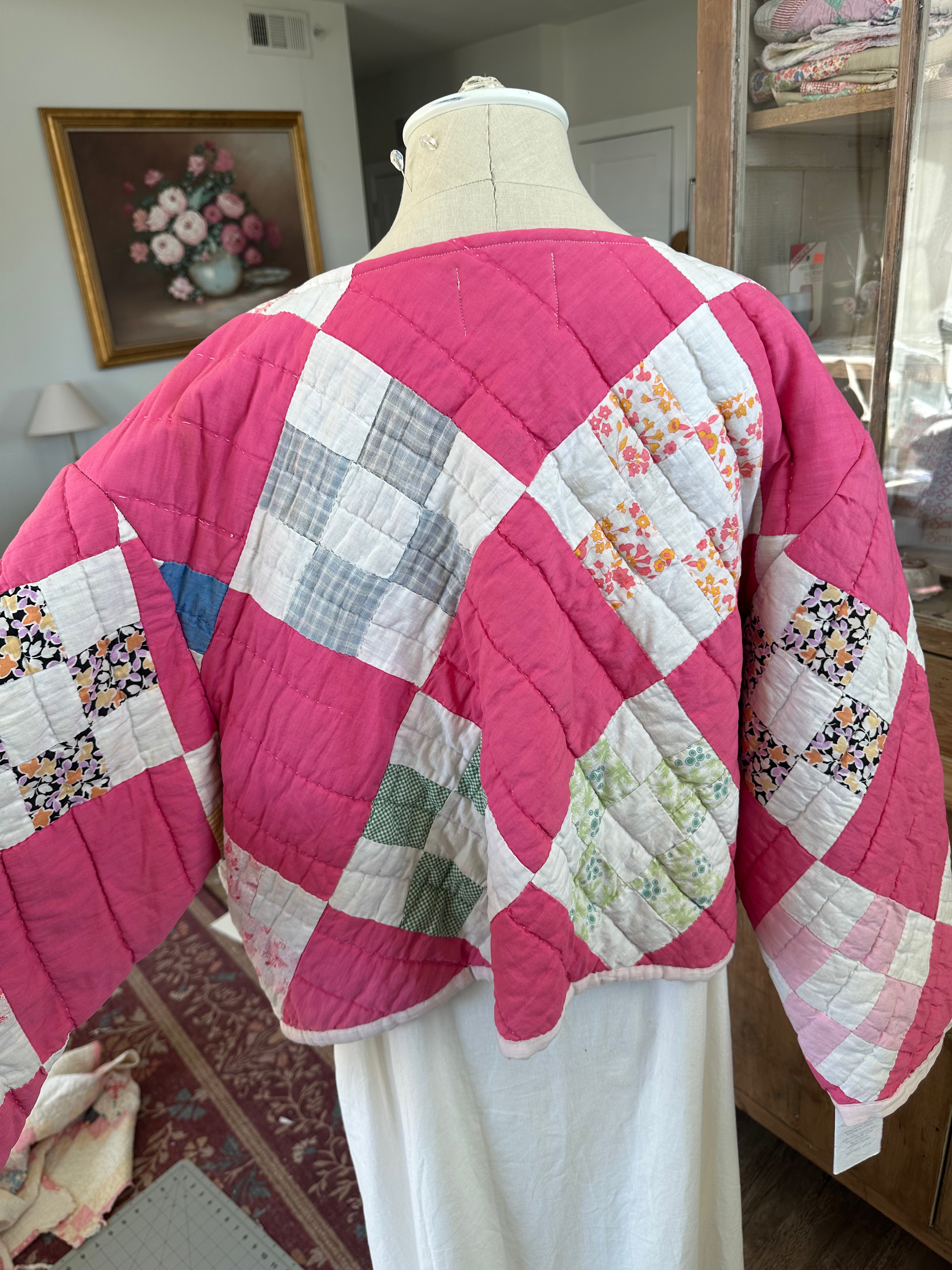Pink Cropped Quilt Jacket