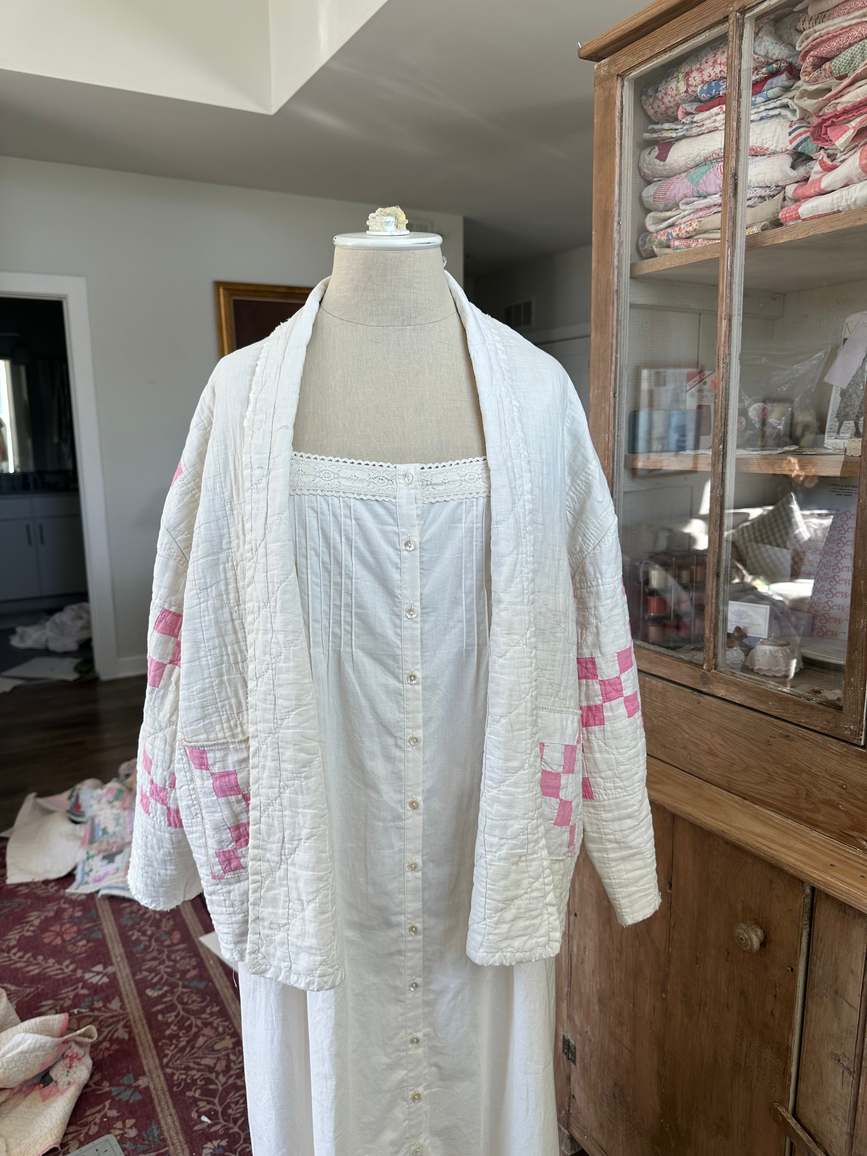 Pink & White Nine Patch Quilt Jacket