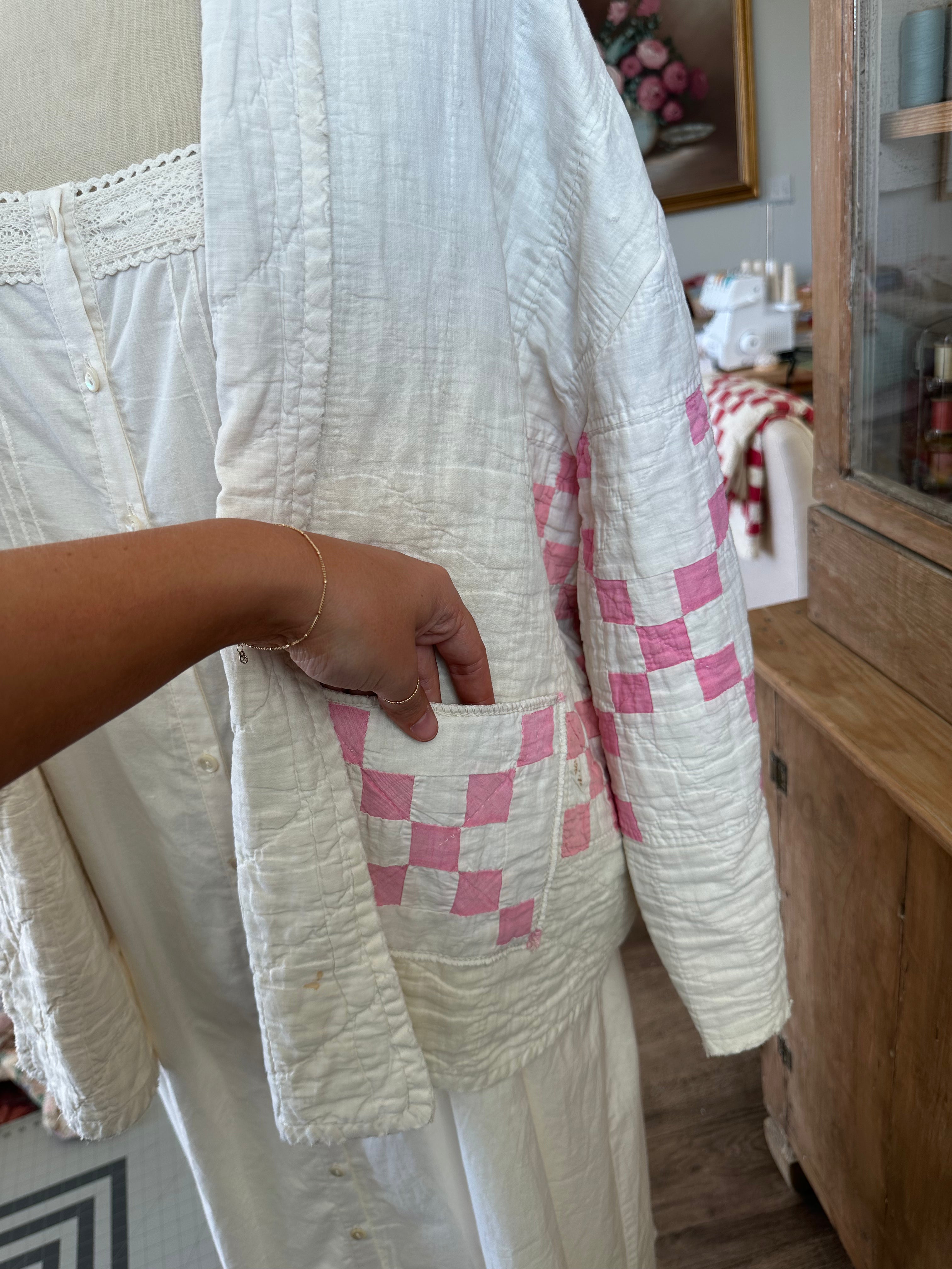 Pink & White Nine Patch Quilt Jacket