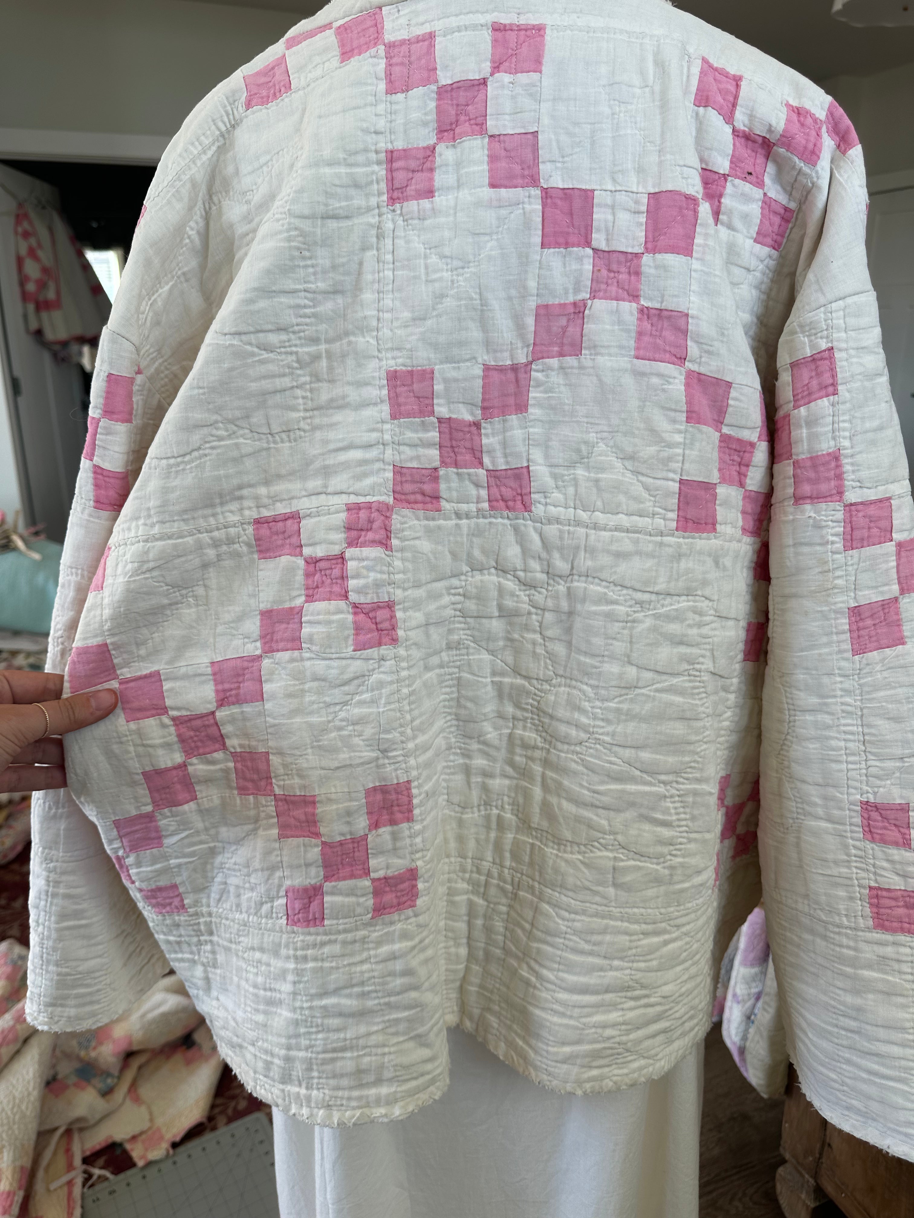 Pink & White Nine Patch Quilt Jacket