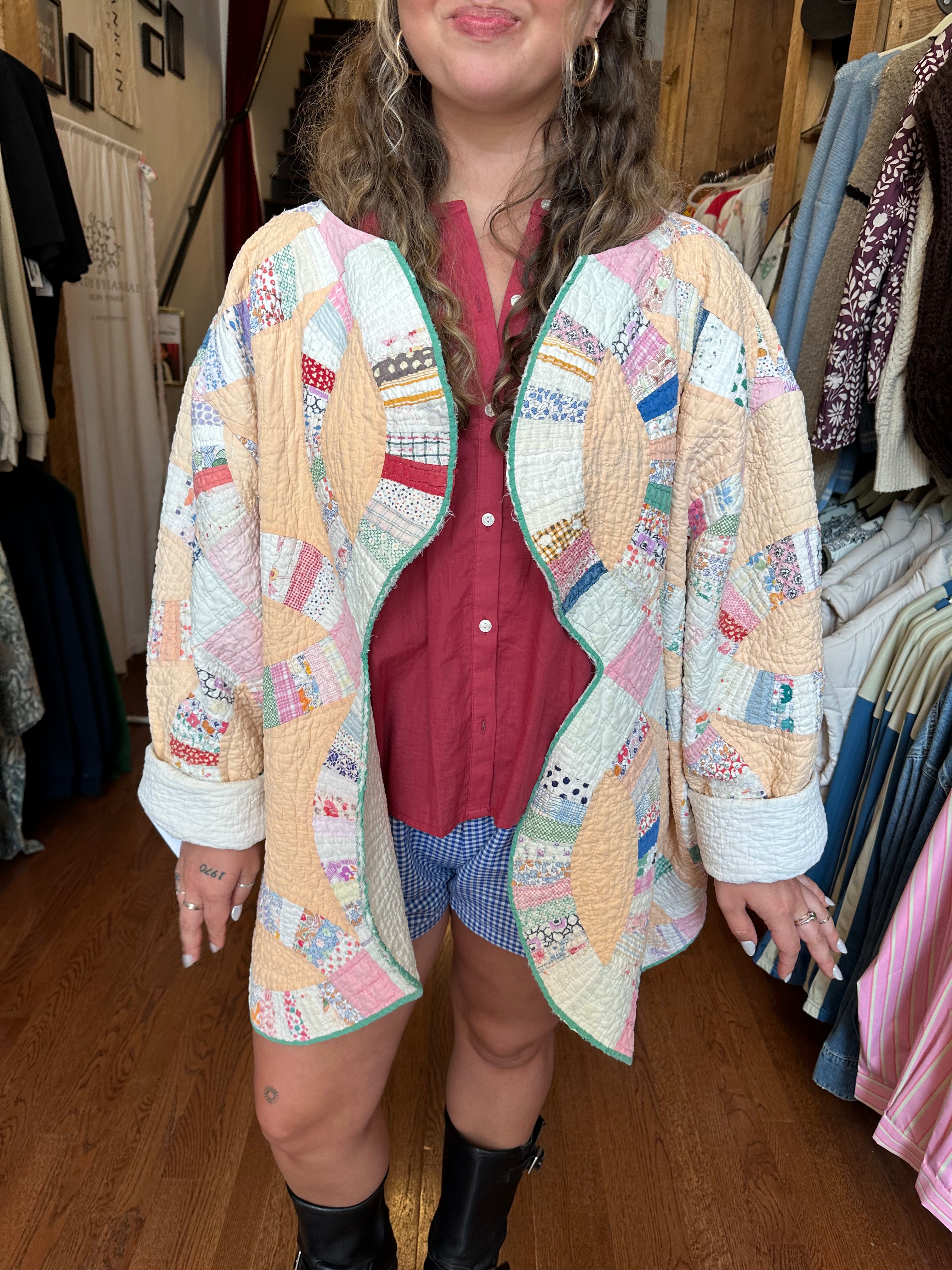 Orange Wedding Ring Quilt Jacket