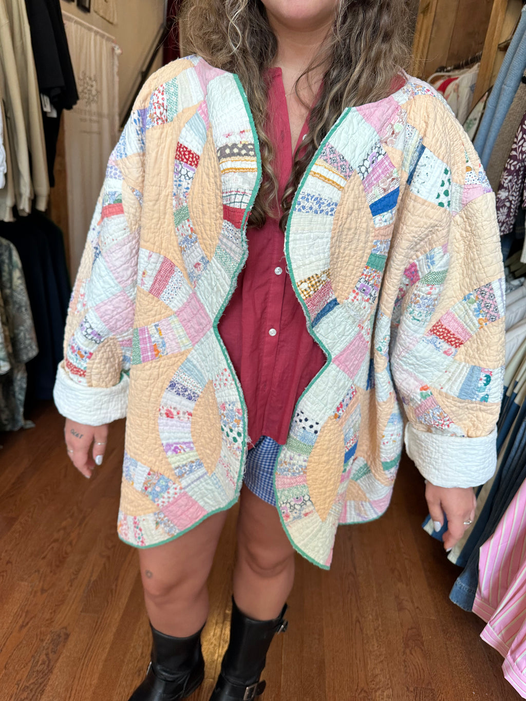 Orange Wedding Ring Quilt Jacket