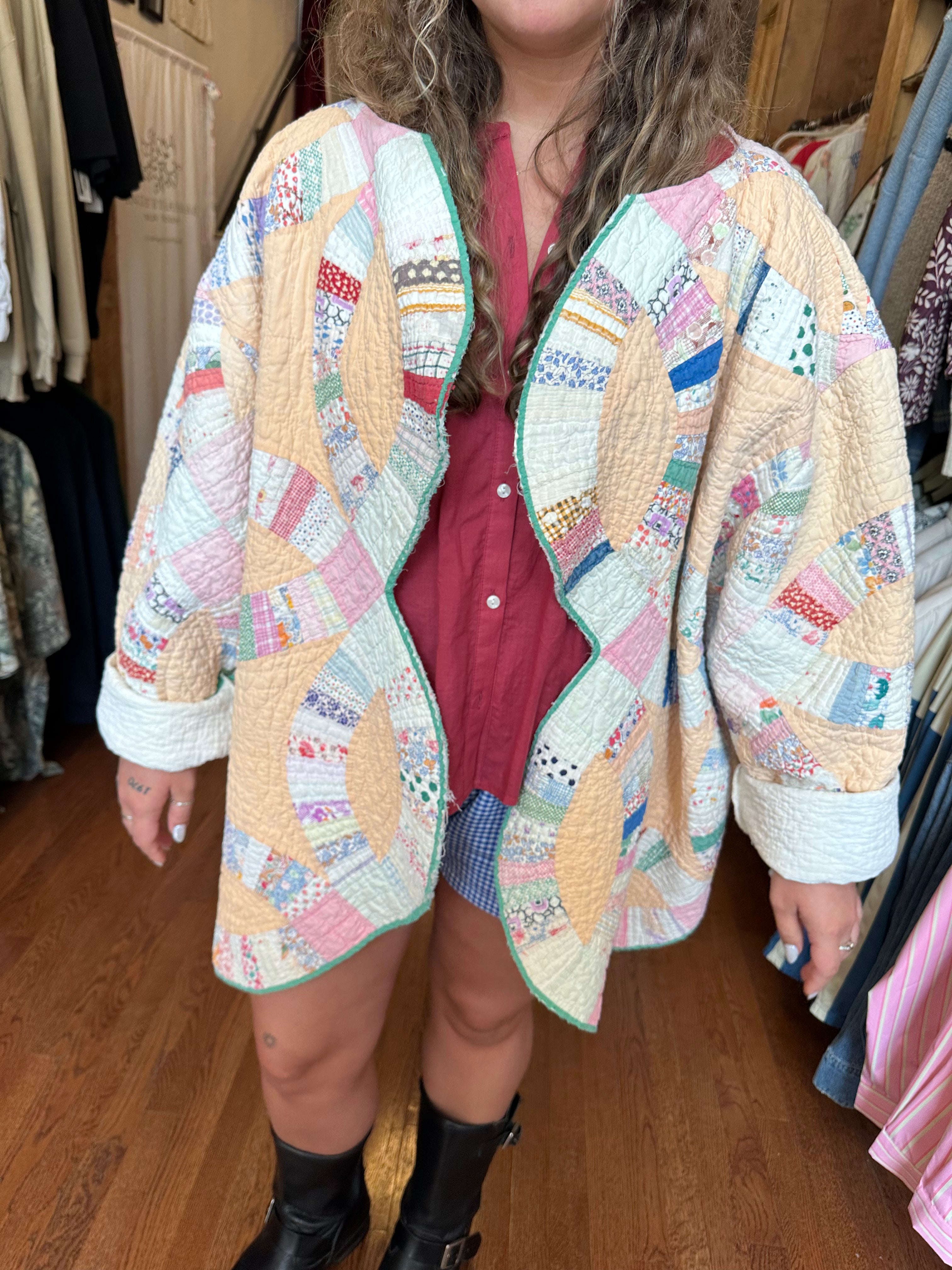 Orange Wedding Ring Quilt Jacket