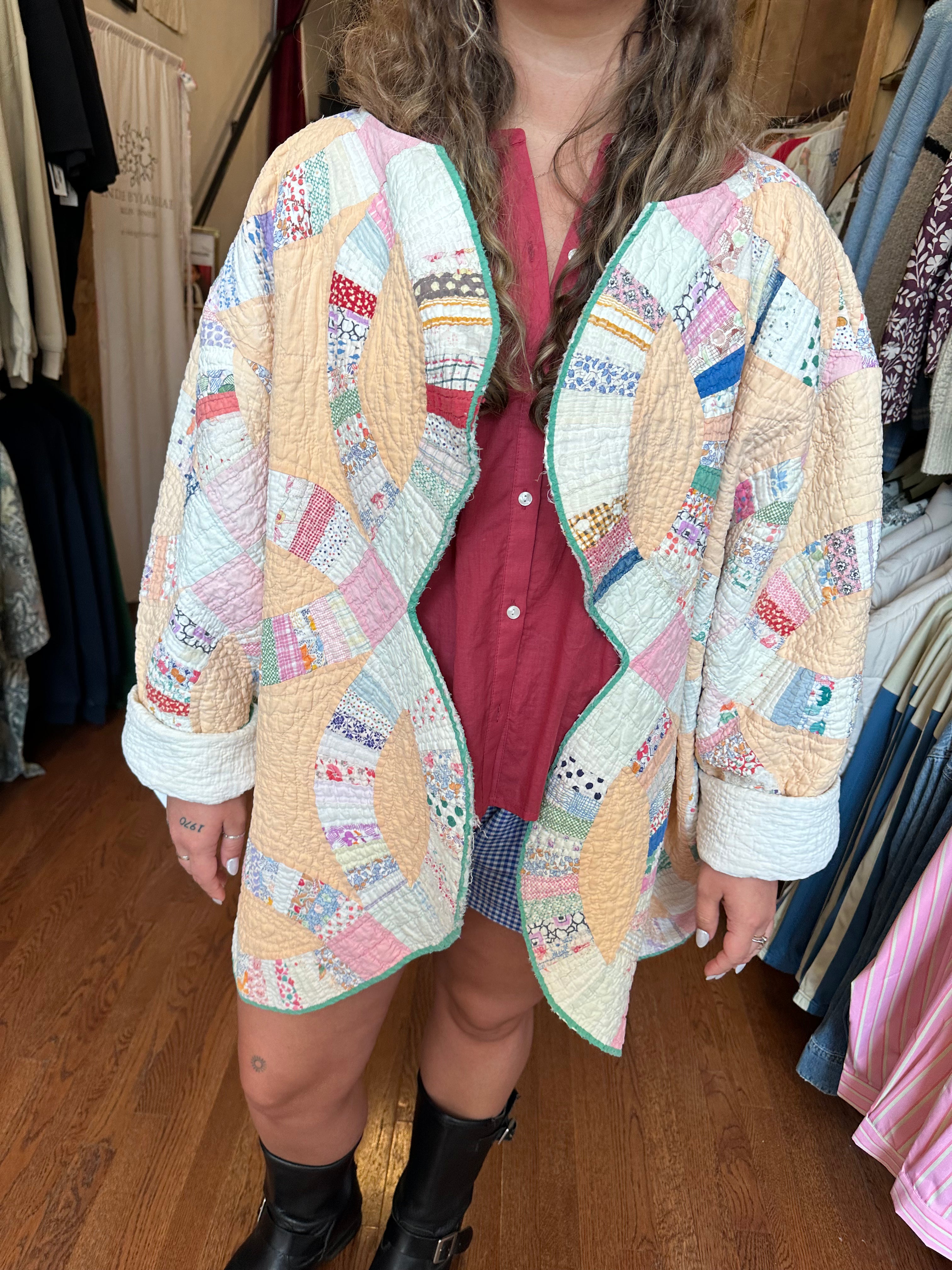 Orange Wedding Ring Quilt Jacket