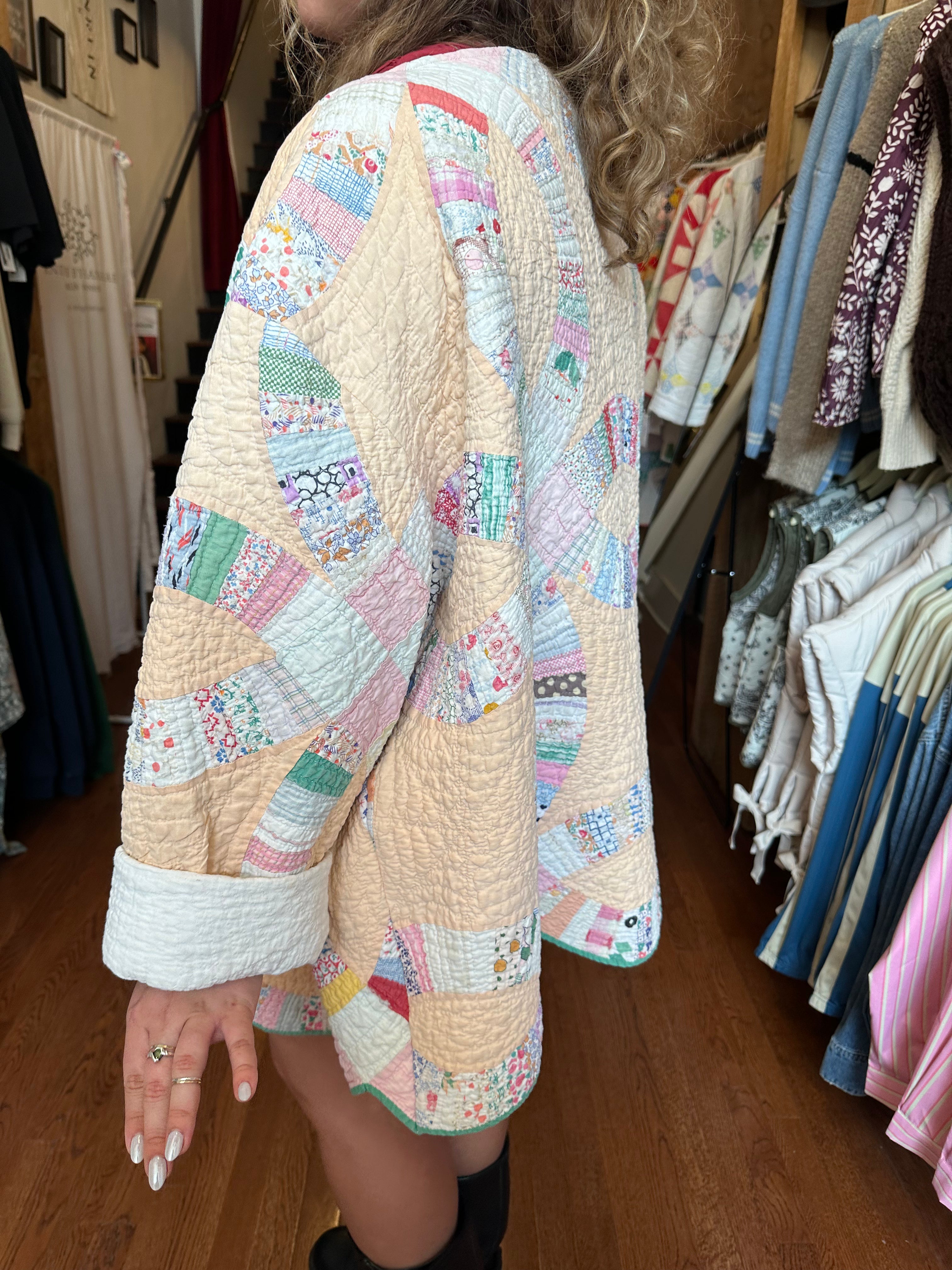 Orange Wedding Ring Quilt Jacket