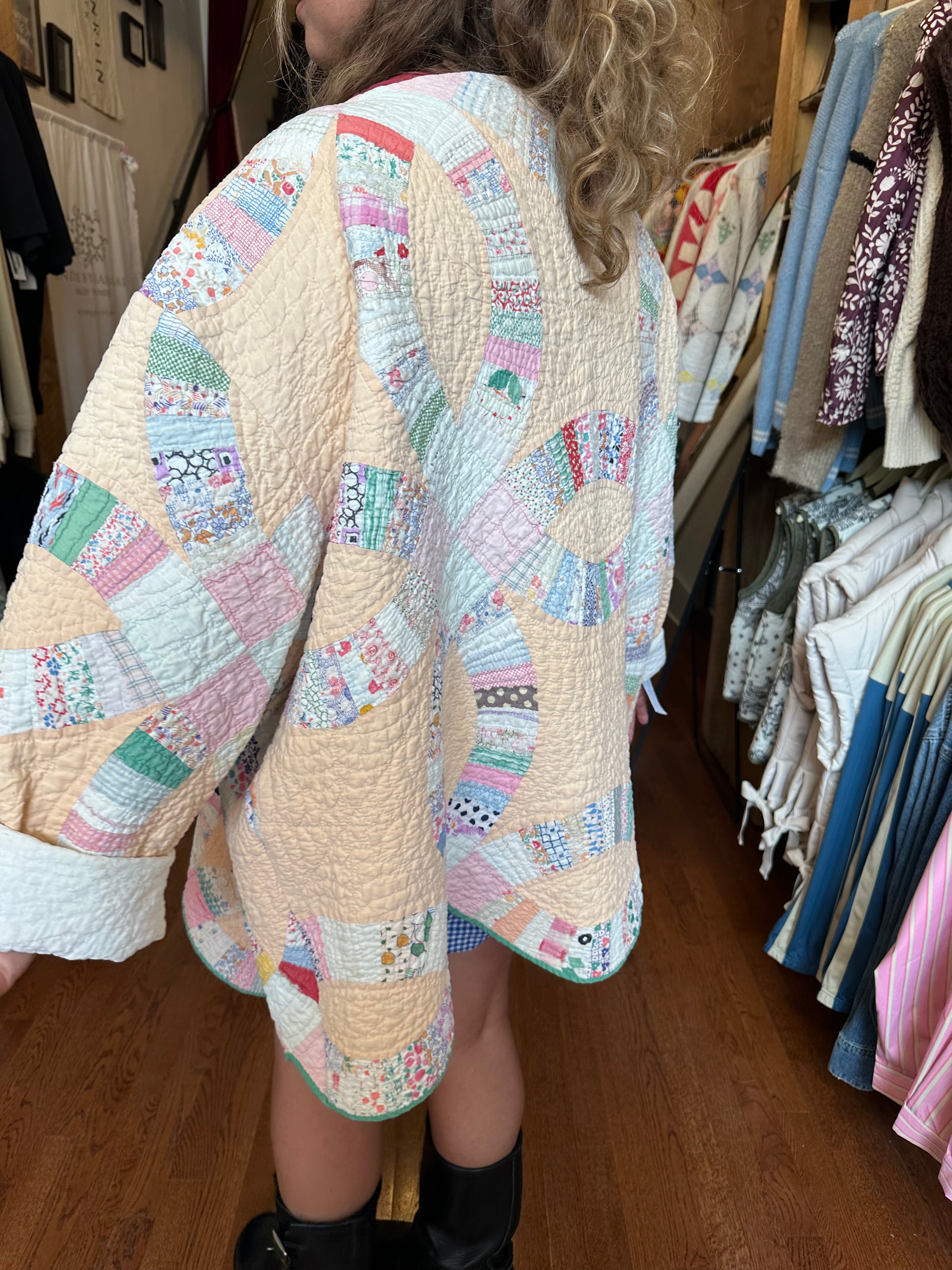 Orange Wedding Ring Quilt Jacket