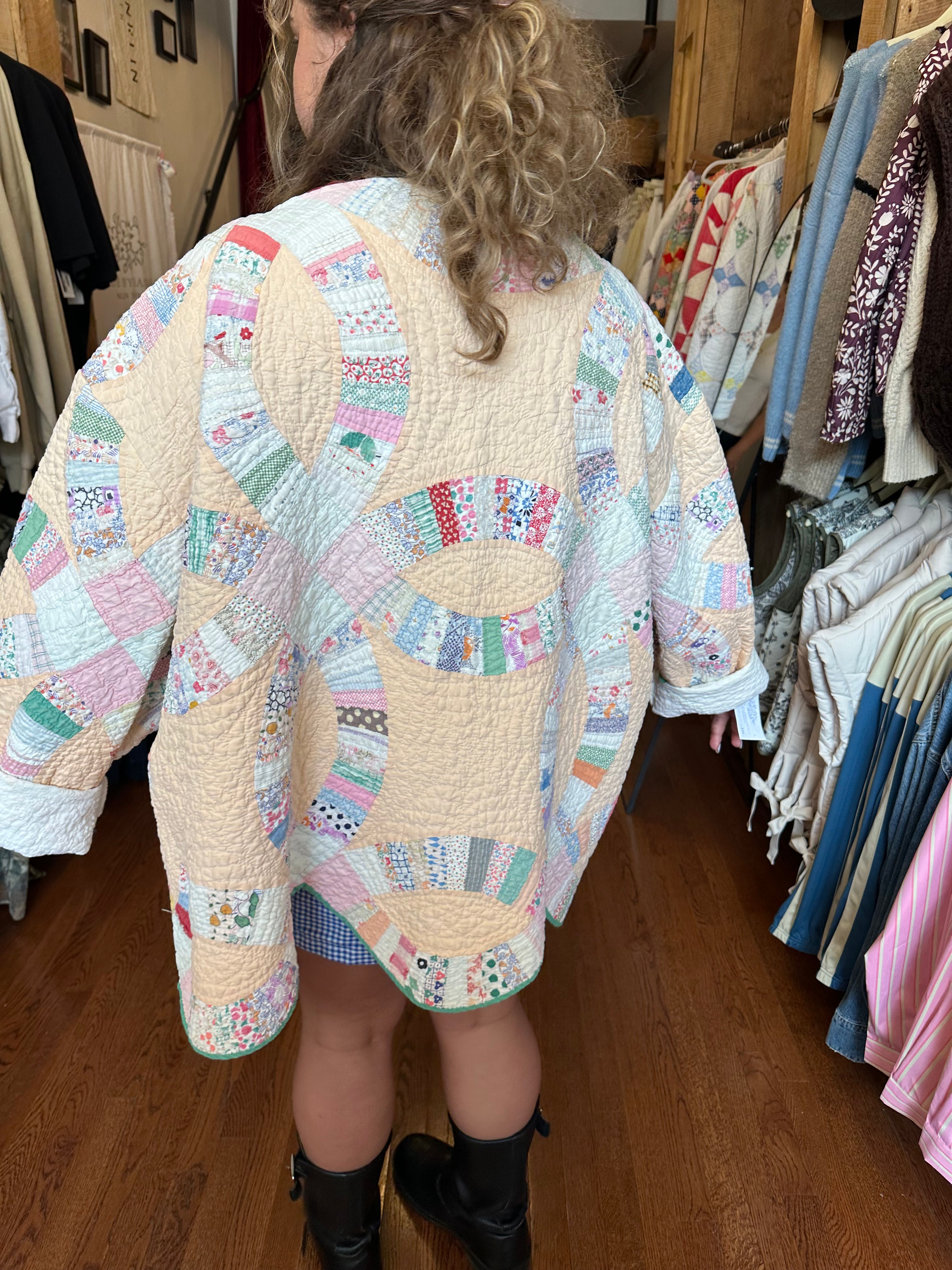 Orange Wedding Ring Quilt Jacket