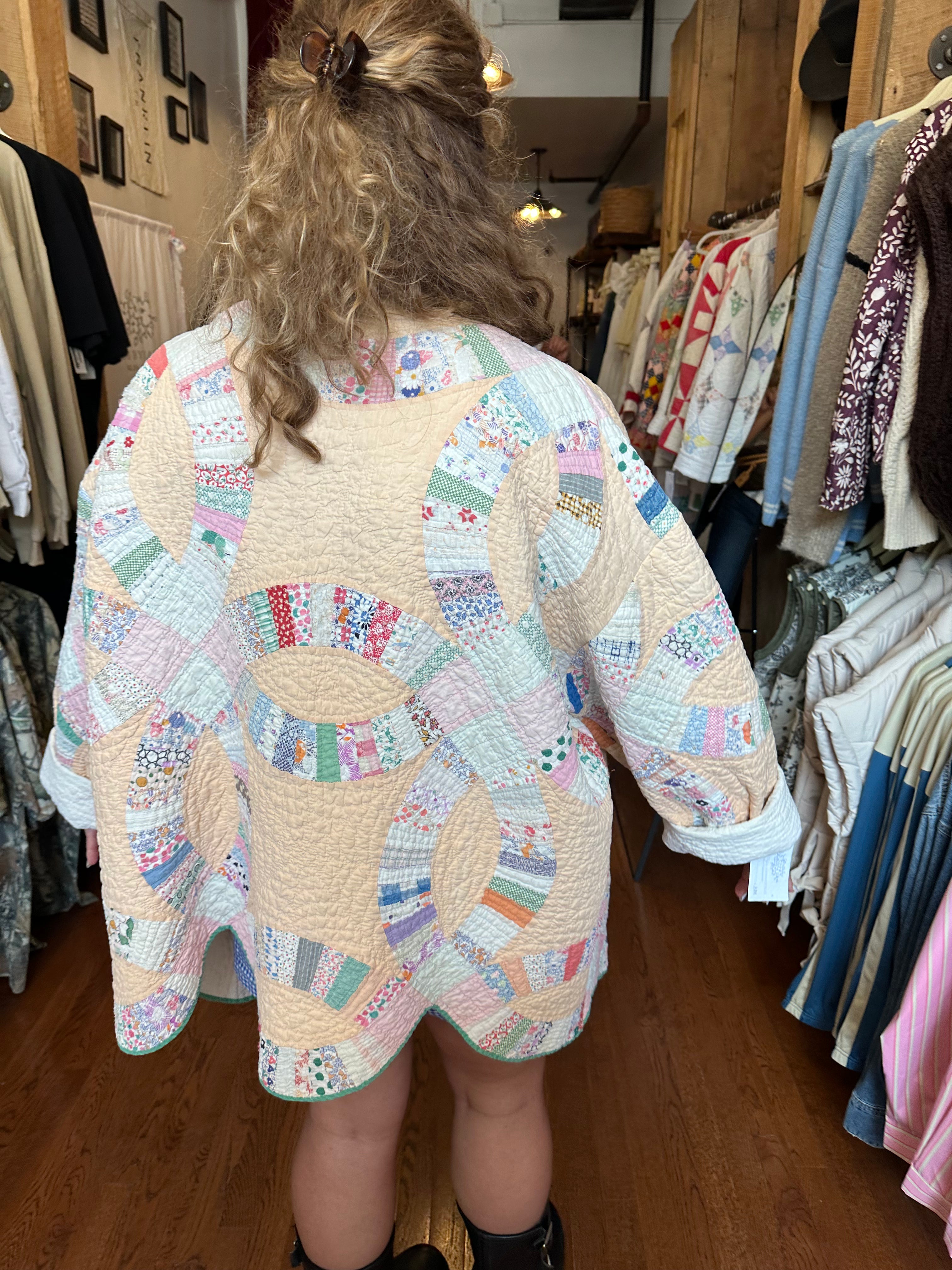 Orange Wedding Ring Quilt Jacket