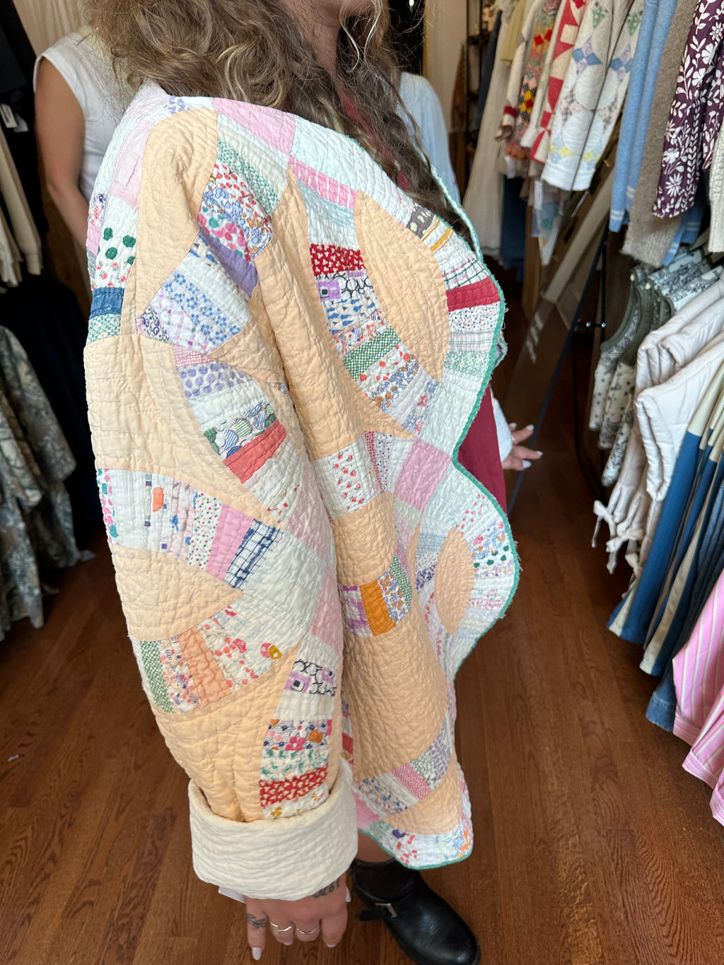 Orange Wedding Ring Quilt Jacket