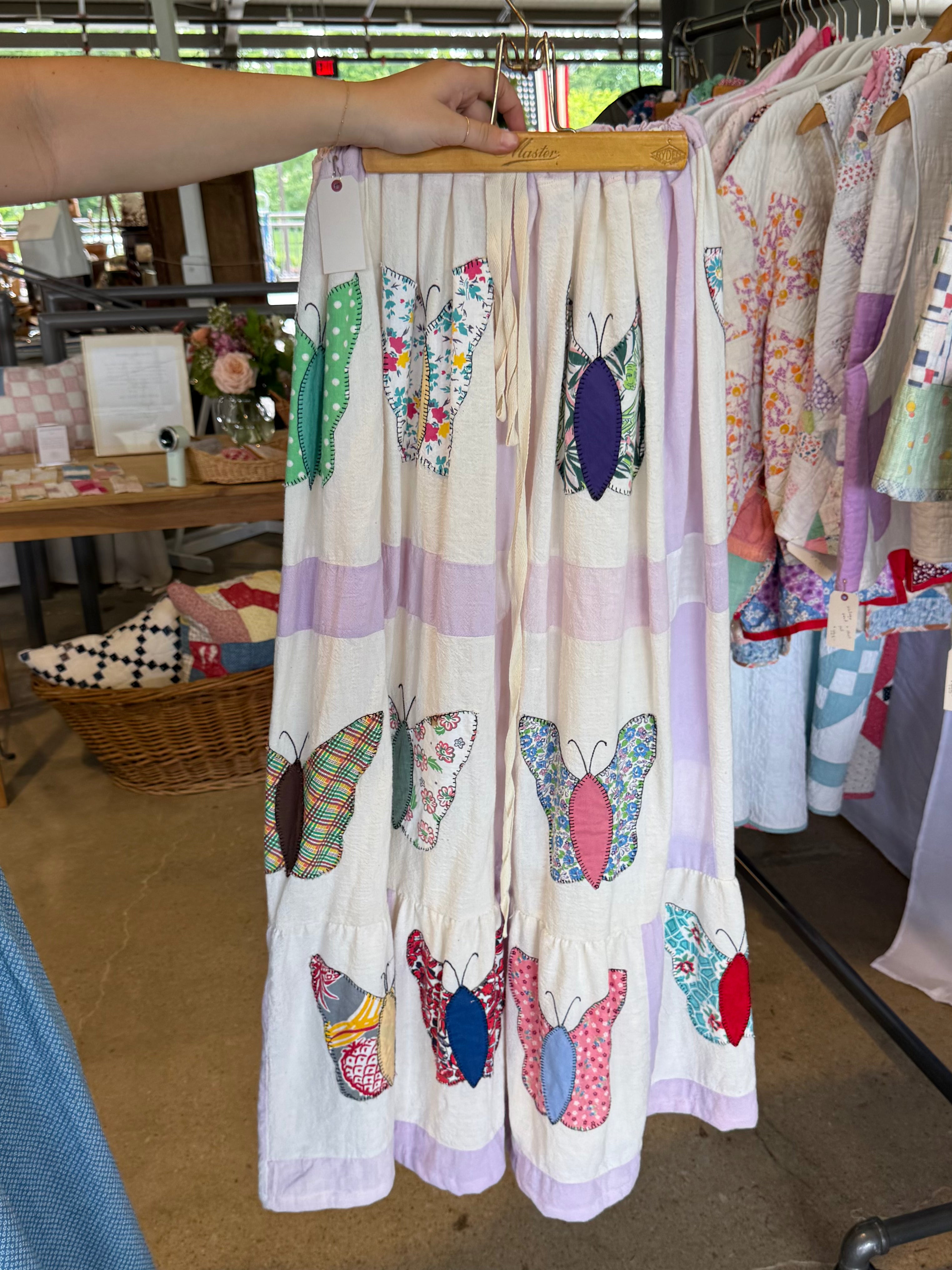 Butterfly Feedsack Quilt Top Skirt
