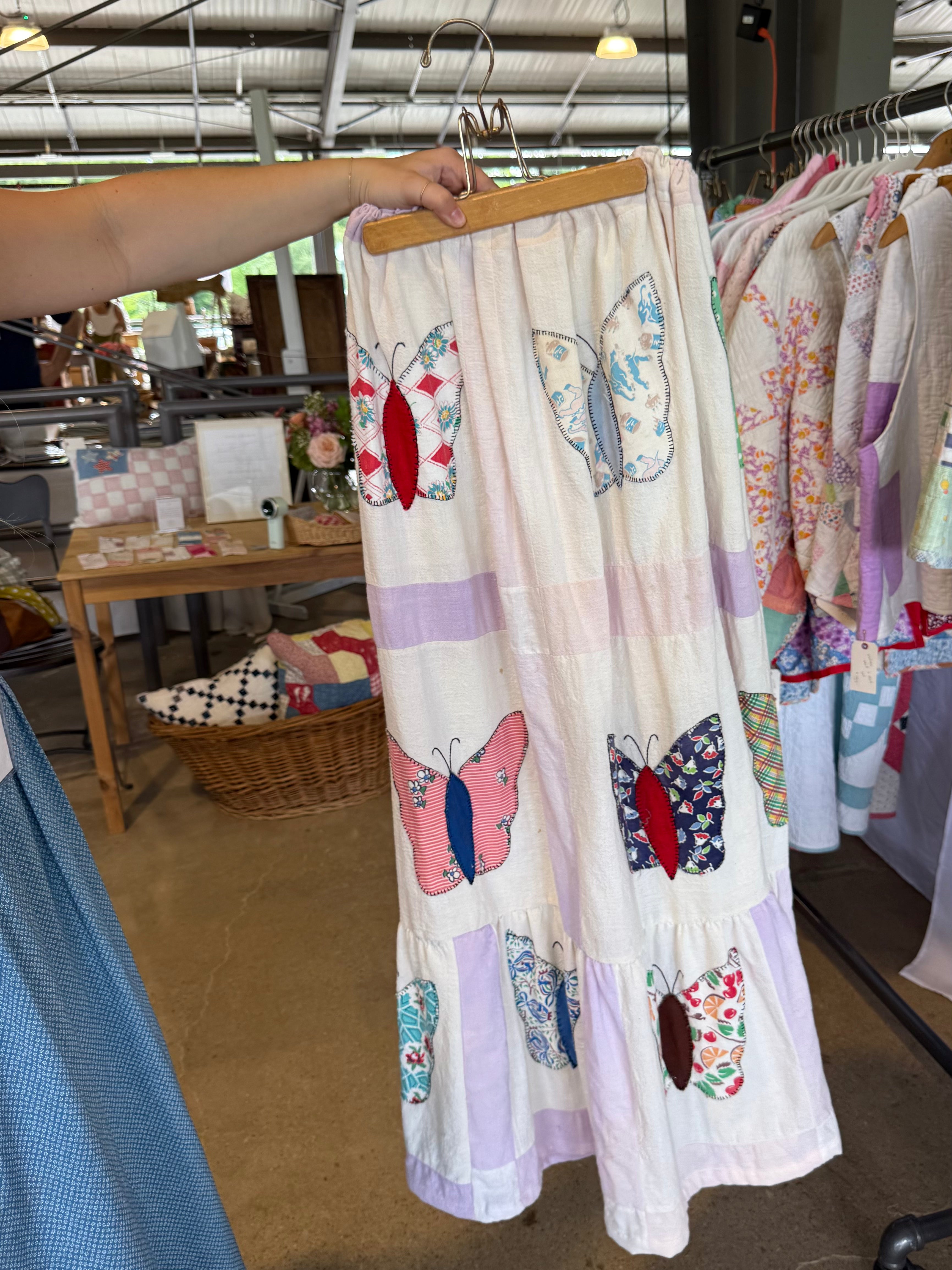Butterfly Feedsack Quilt Top Skirt