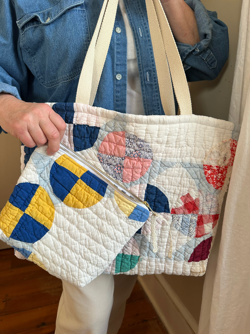 Circle Quilt Tote & Pouch Set