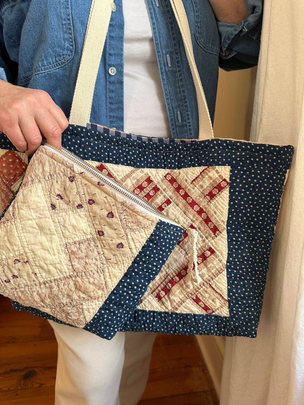 Navy Stars Quilt Tote & Pouch Set