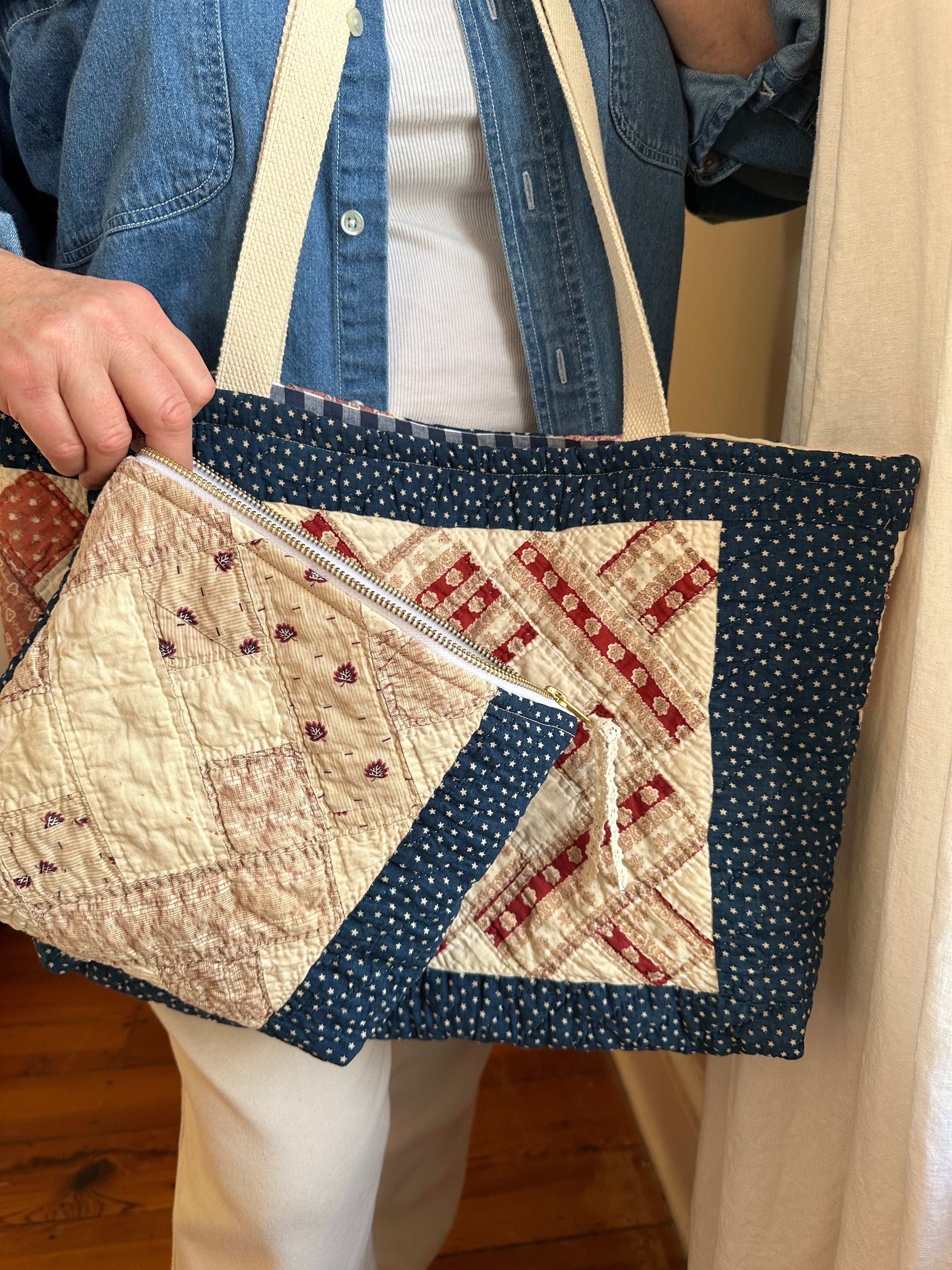 Navy Stars Quilt Tote & Pouch Set