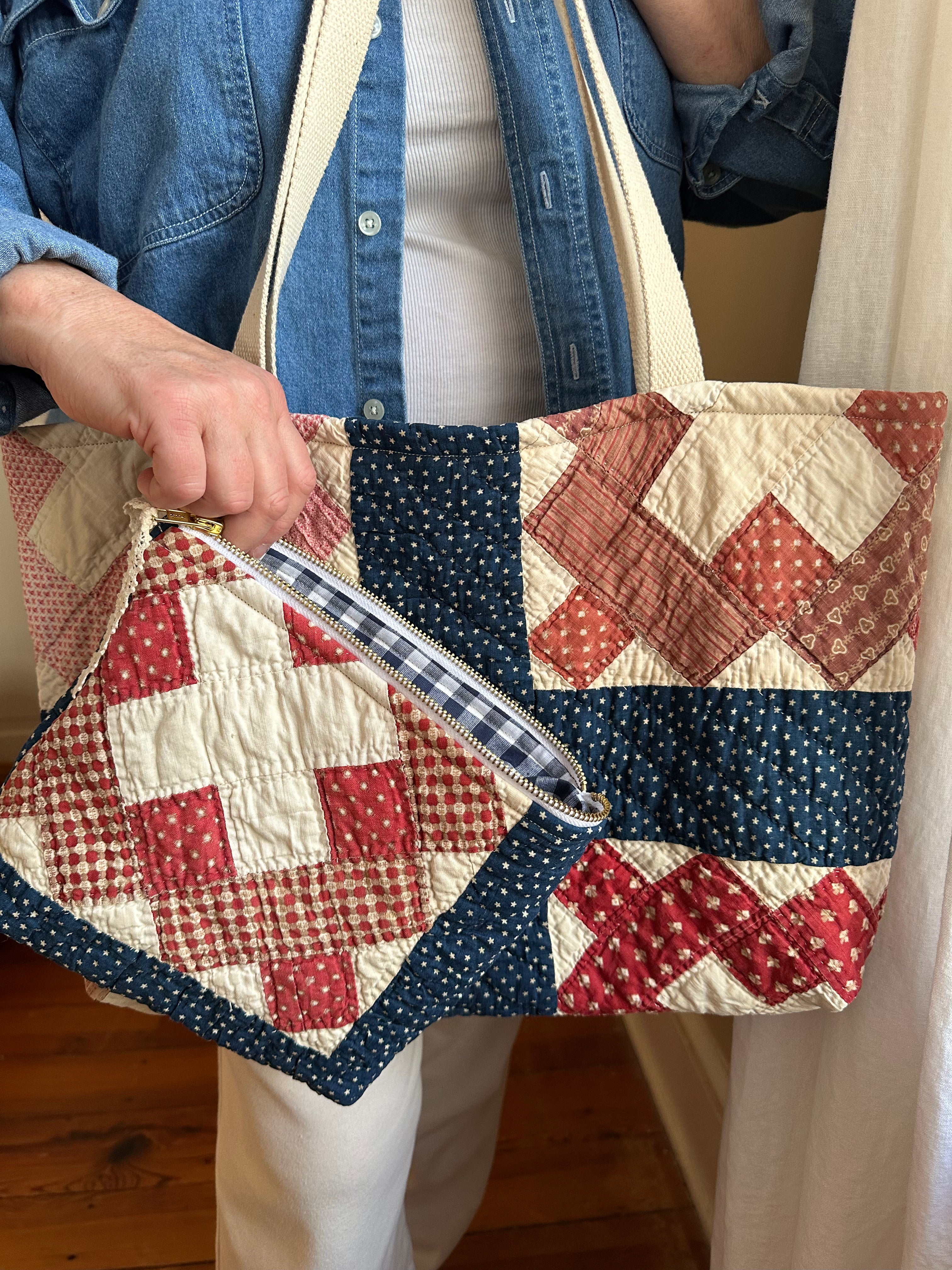 Navy Stars Quilt Tote & Pouch Set